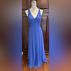 V-Neck Royal Blue Maxi Dress